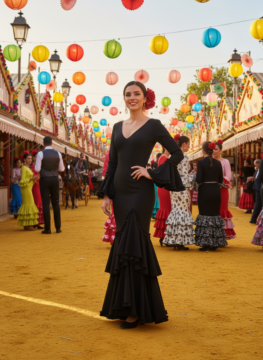 TRAJE FLAMENCA NEGRO EMMA WU DESIGN X FLAMENCA EM229