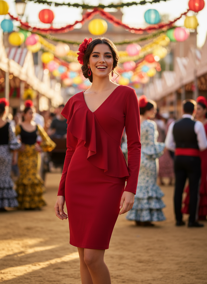 VESTIDO CORTO ROJO INDIO 7577