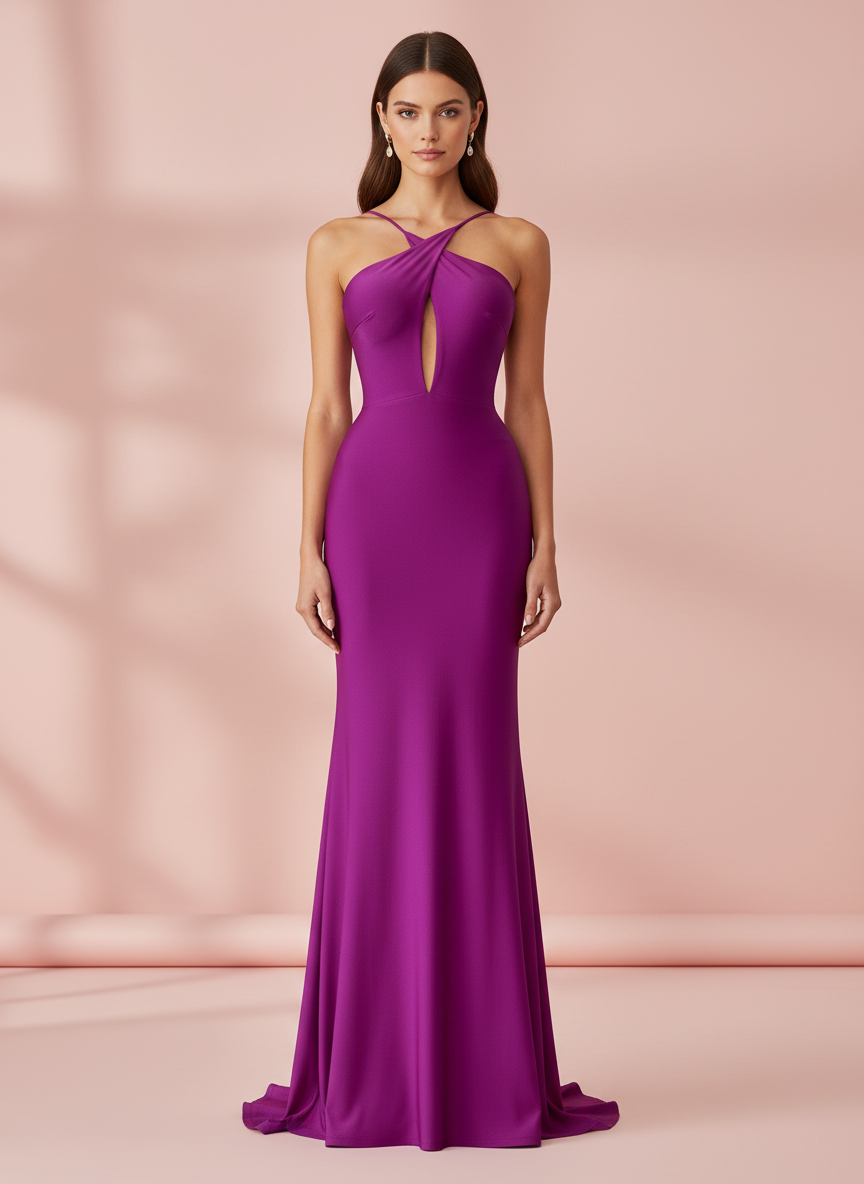 VESTIDO LARGO ELÁSTICO BRILLANTE BUGANVILLA 25081