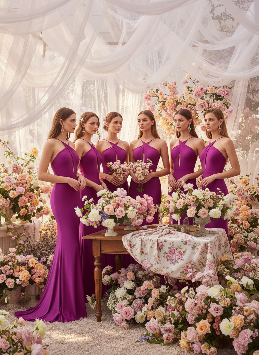 VESTIDO LARGO ELÁSTICO BRILLANTE BUGANVILLA 25081