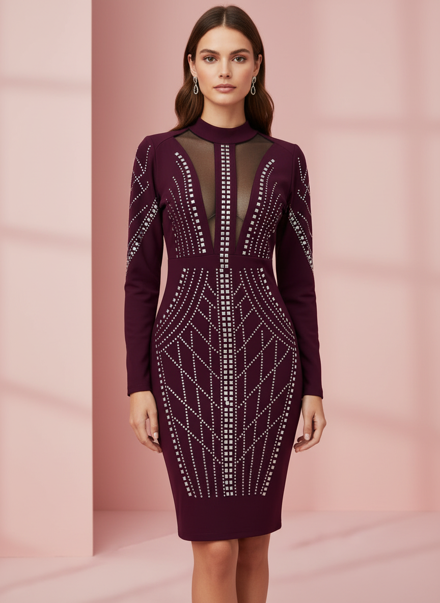 VESTIDO CORTO BERENJENA 7201