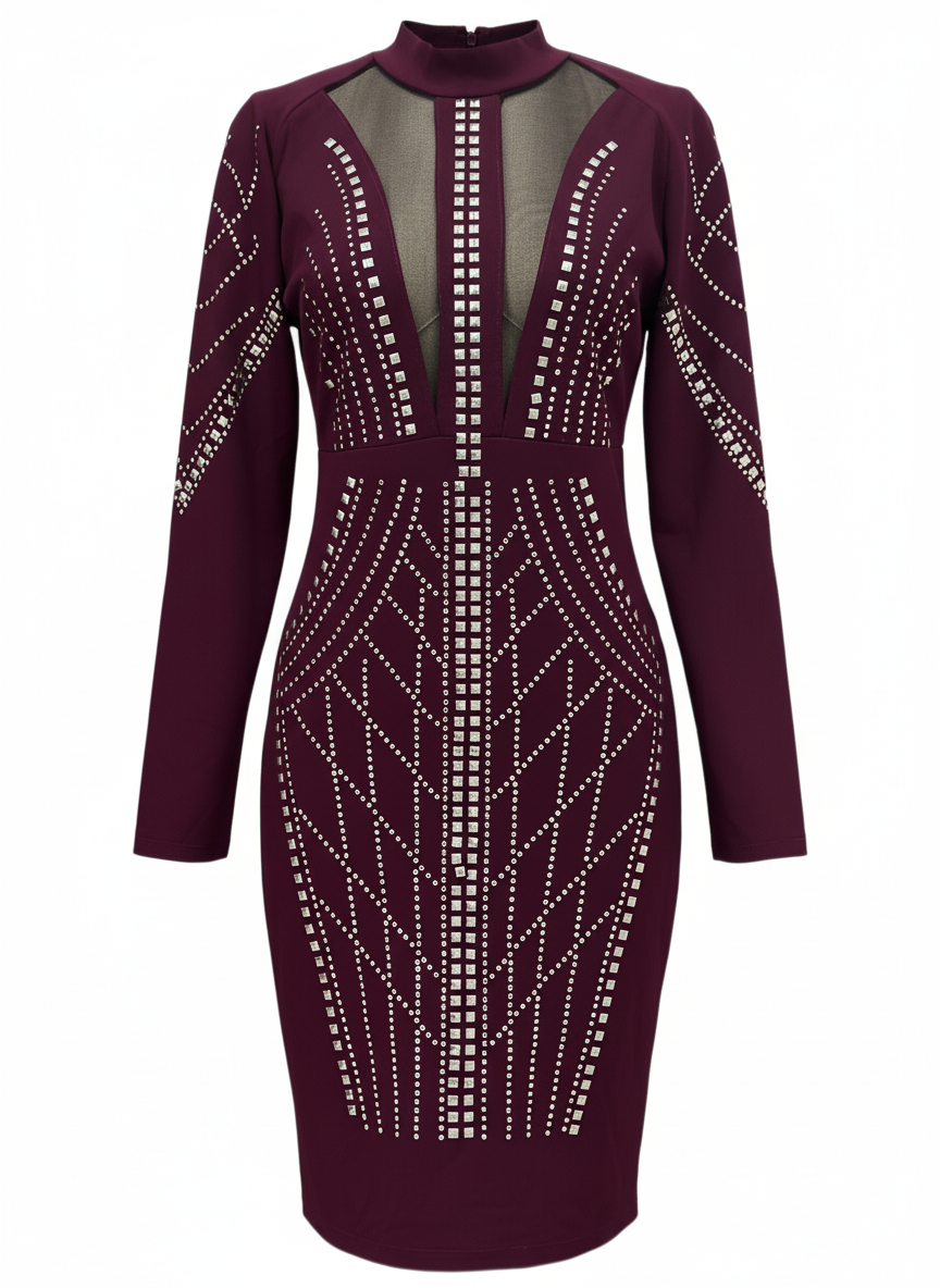 AUBERGINE SHORT DRESS 7201