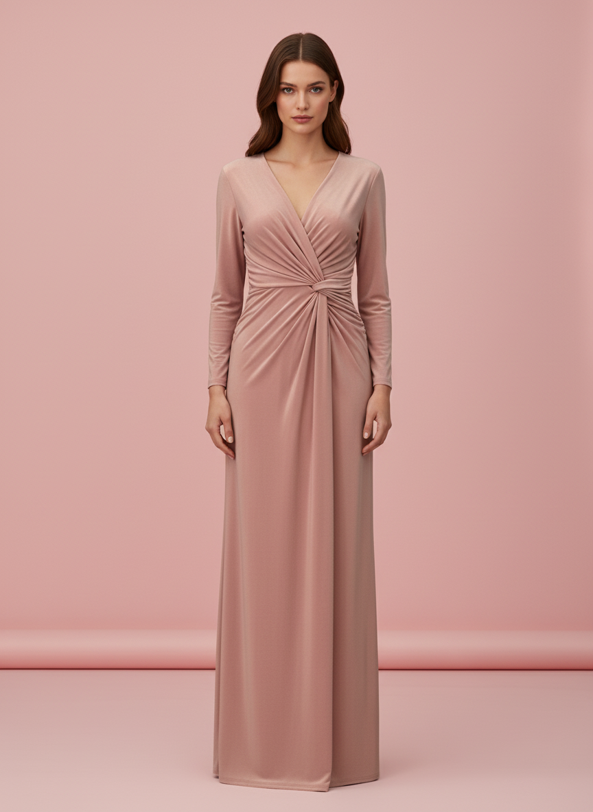 VESTIDO LARGO ROSA MALVA 4747