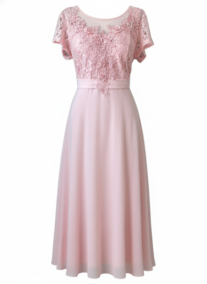 VESTIDO CORTO ROSA 0736