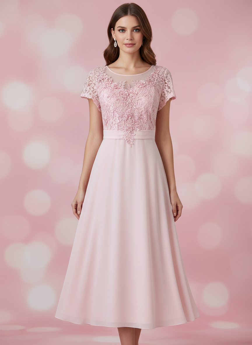 VESTIDO CORTO ROSA 0736