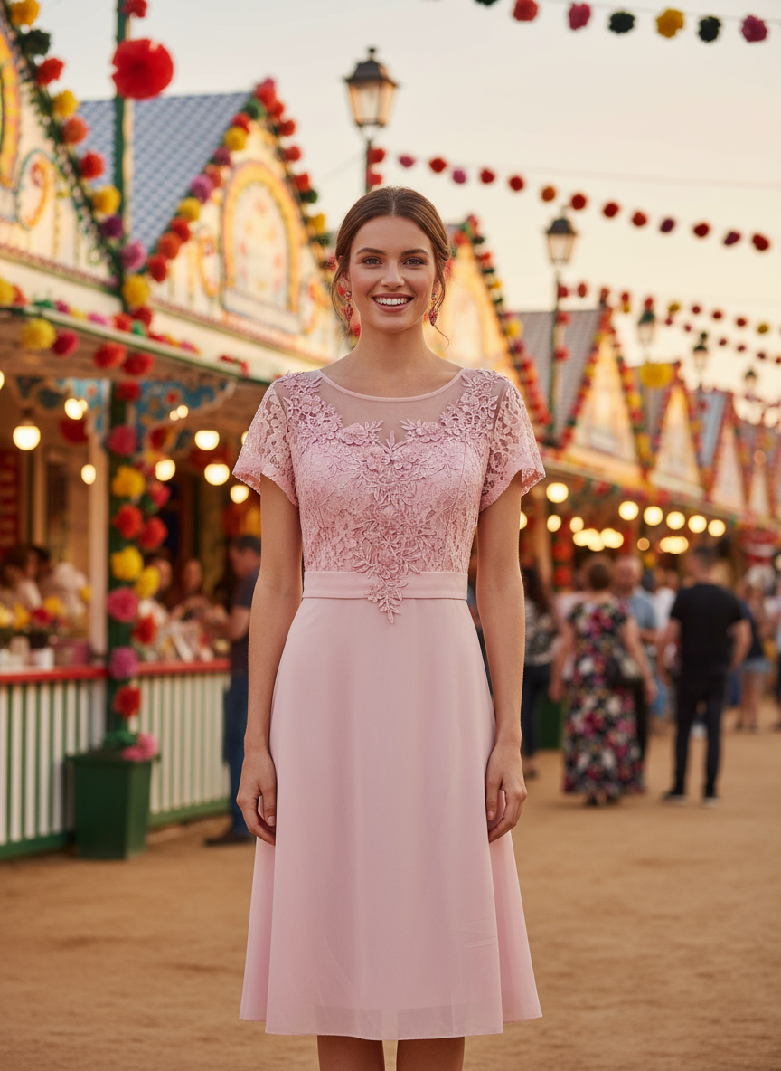 VESTIDO CORTO ROSA 0736