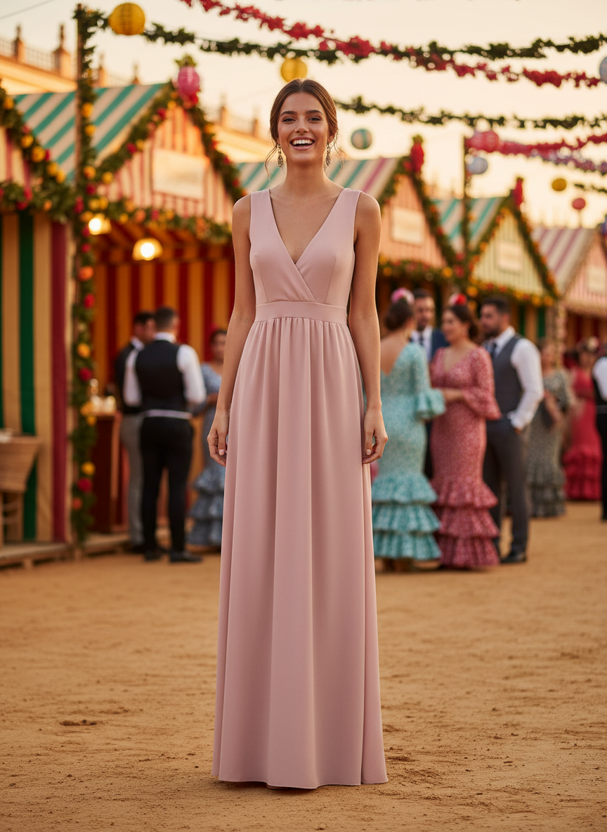 VESTIDO LARGO ROSA NUDE 9914