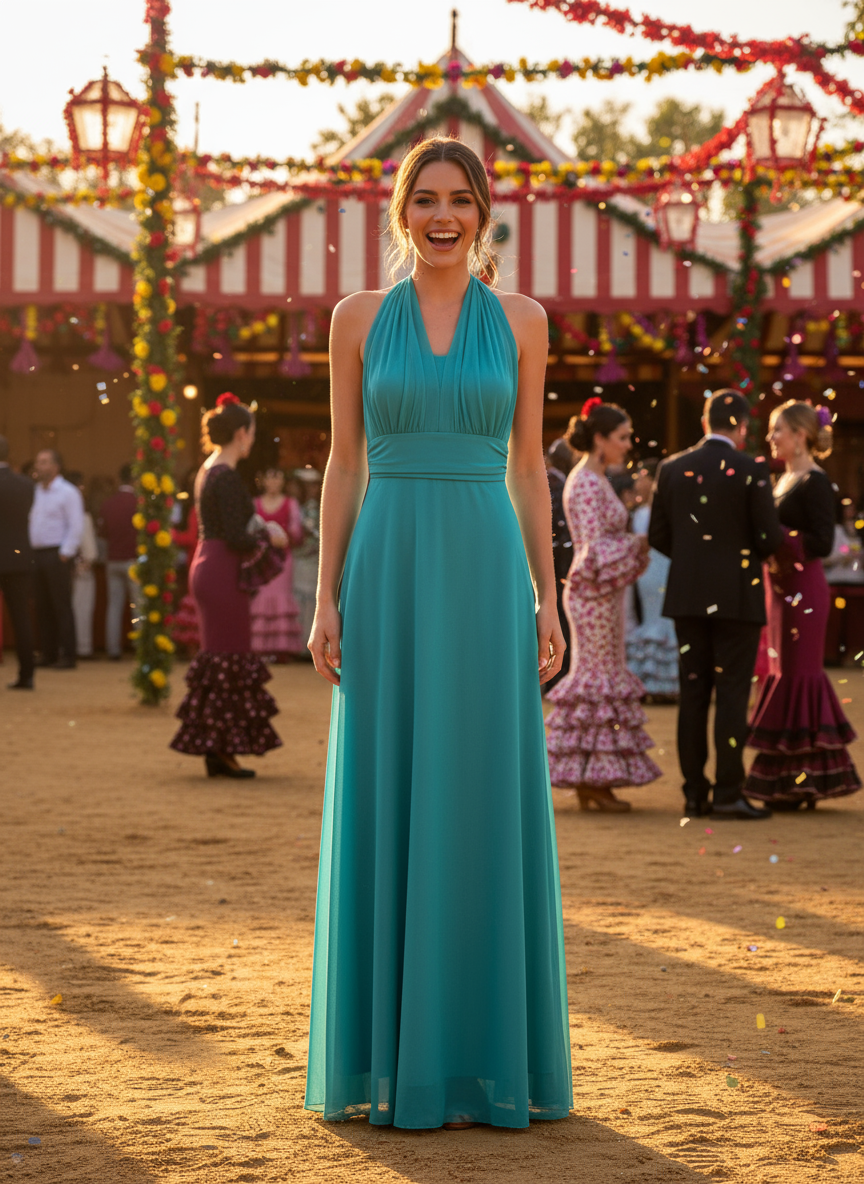 LONG GREEN SURGICAL DRESS 3776