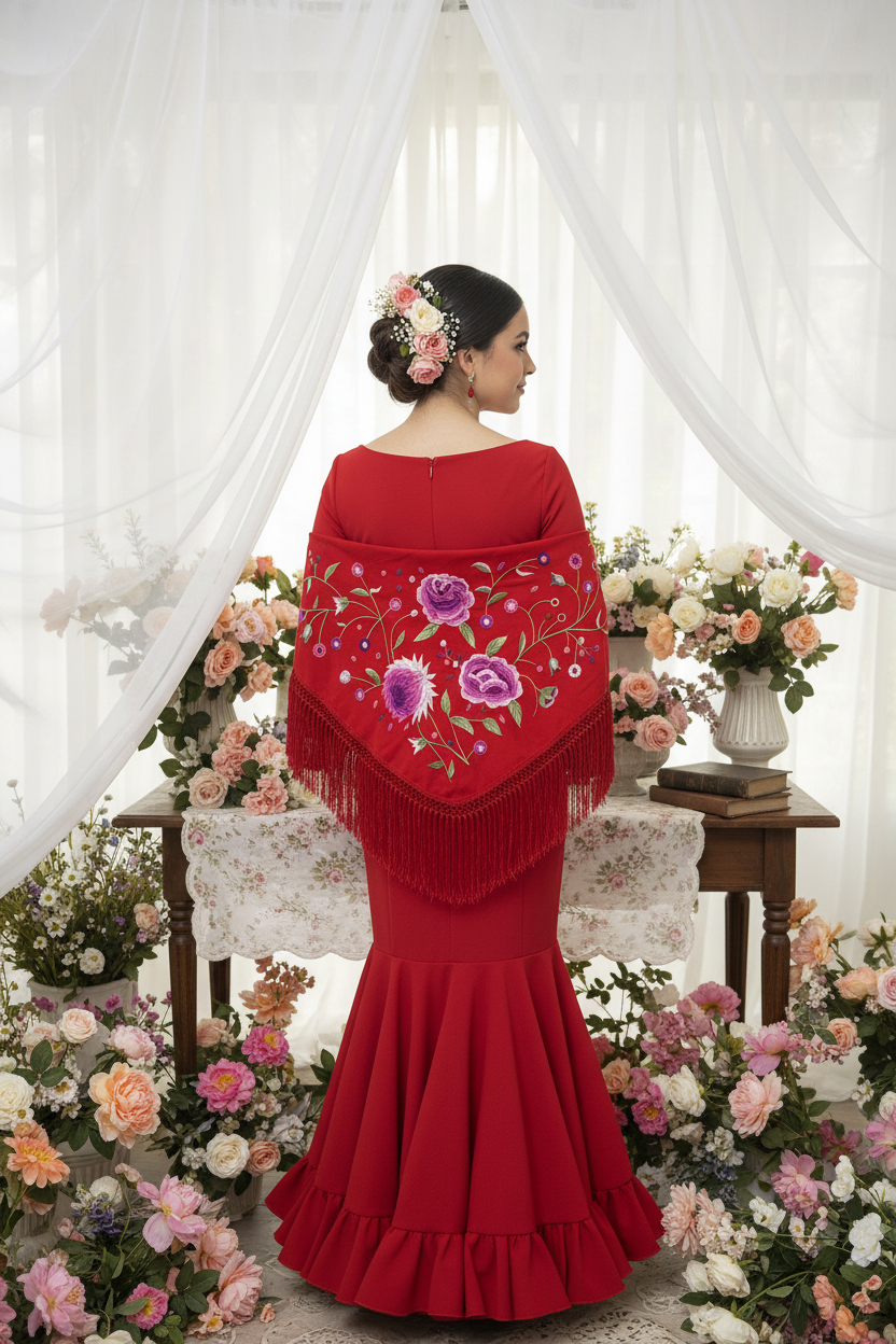 MANTONCILLO DE MUJER ROJO CON COLOR Ref:MT25-43