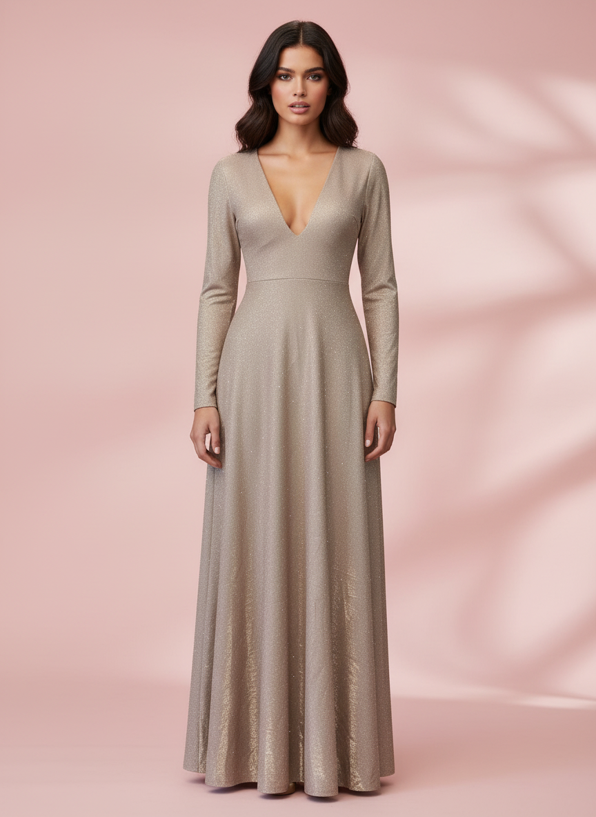 VESTIDO LARGO CHAMPAGNE 8812