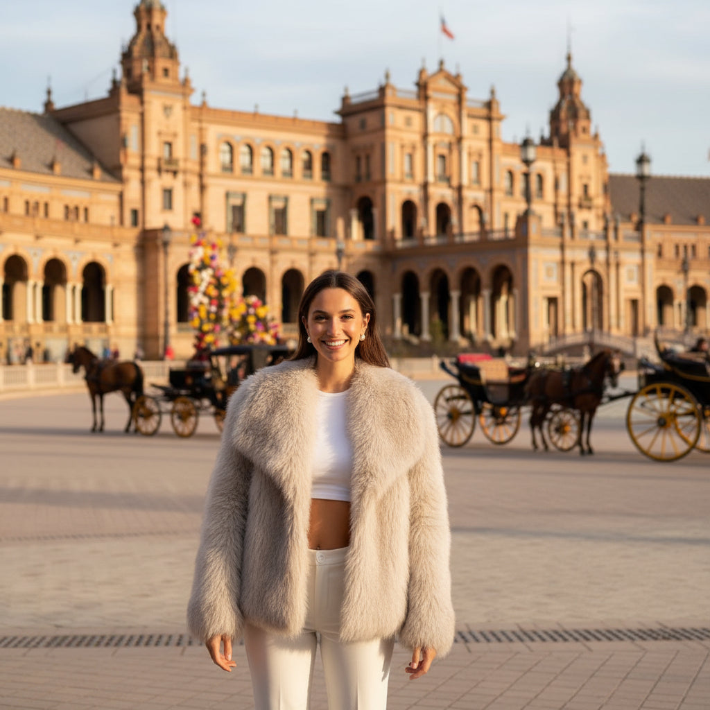 EMMA WU SELECTION Winter Plush Coat, Fashionable, Warm, Thick, Fluffy, Lapel Jacket, Outerwear, Casual, Long Sleeve Tops, Women's Clothing