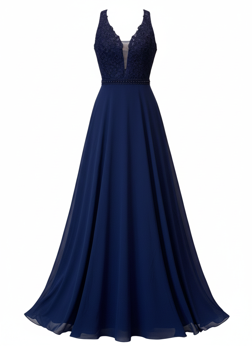 LONG NAVY BLUE DRESS 9192