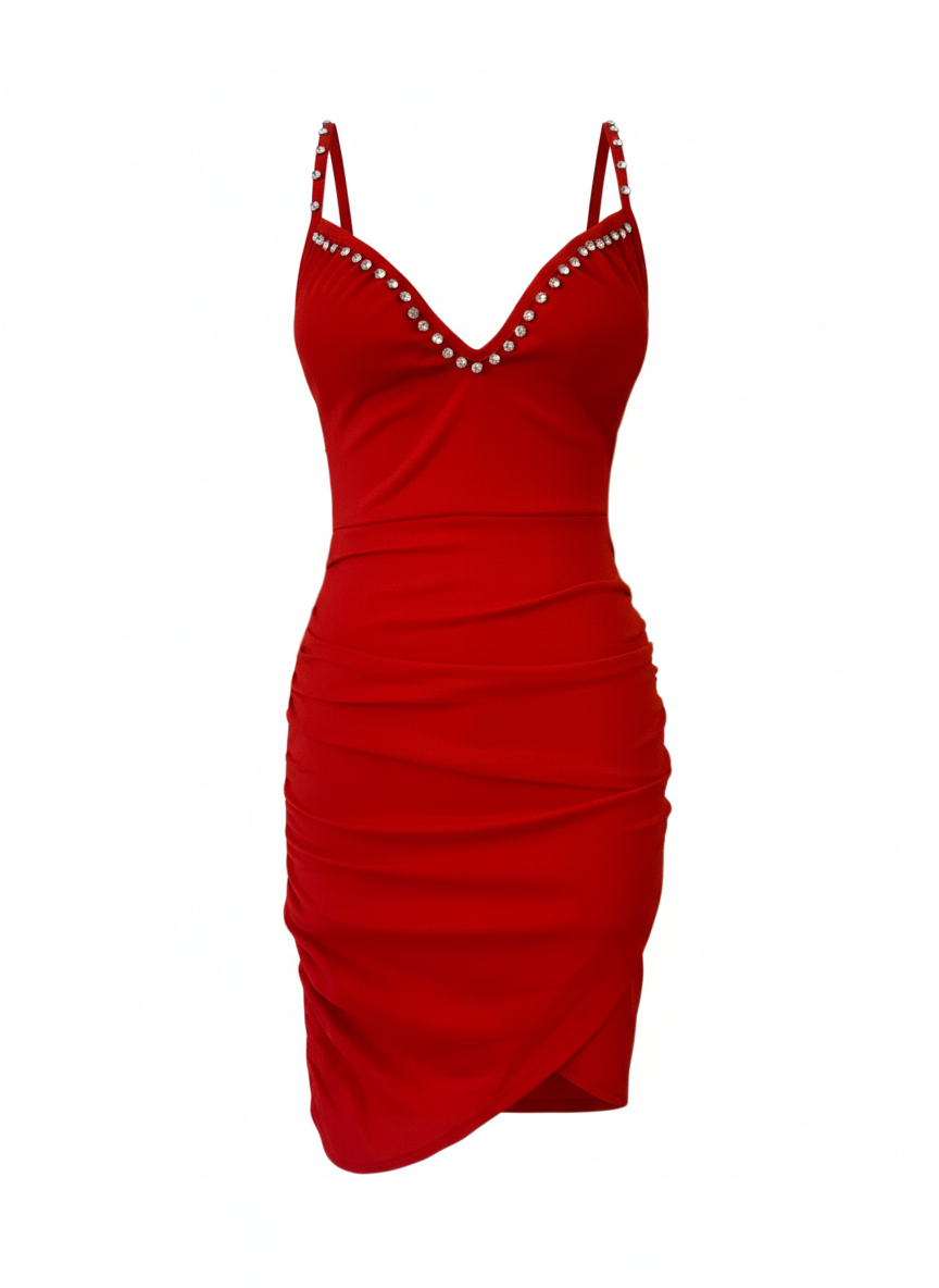 VESTIDO CORTO ROJO 23644