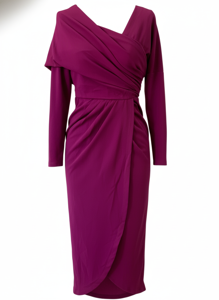 VESTIDO CORTO BERENJENA 21174