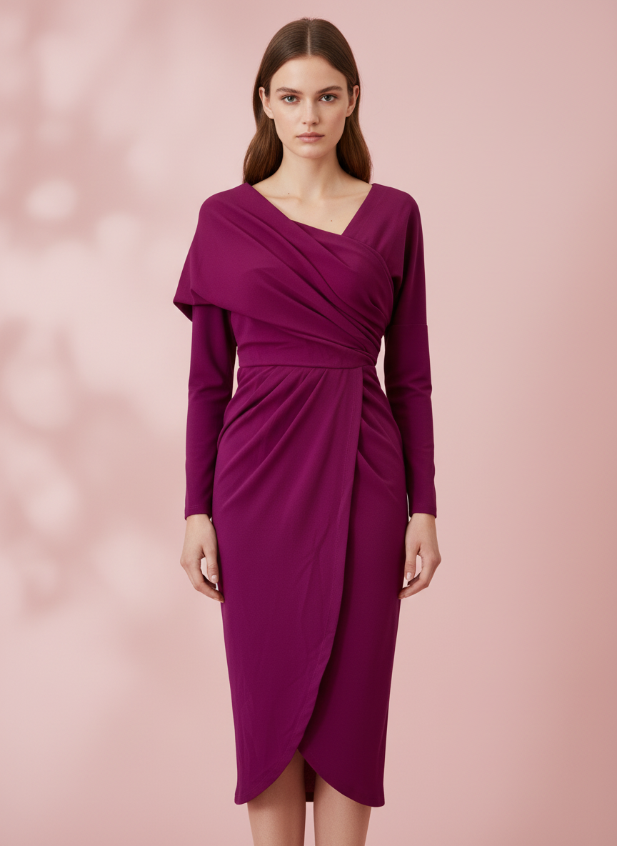 VESTIDO CORTO BERENJENA 21174