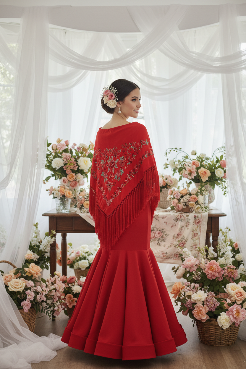 MANTONCILLO DE MUJER ROJO CON COLOR Ref:MT25A-251
