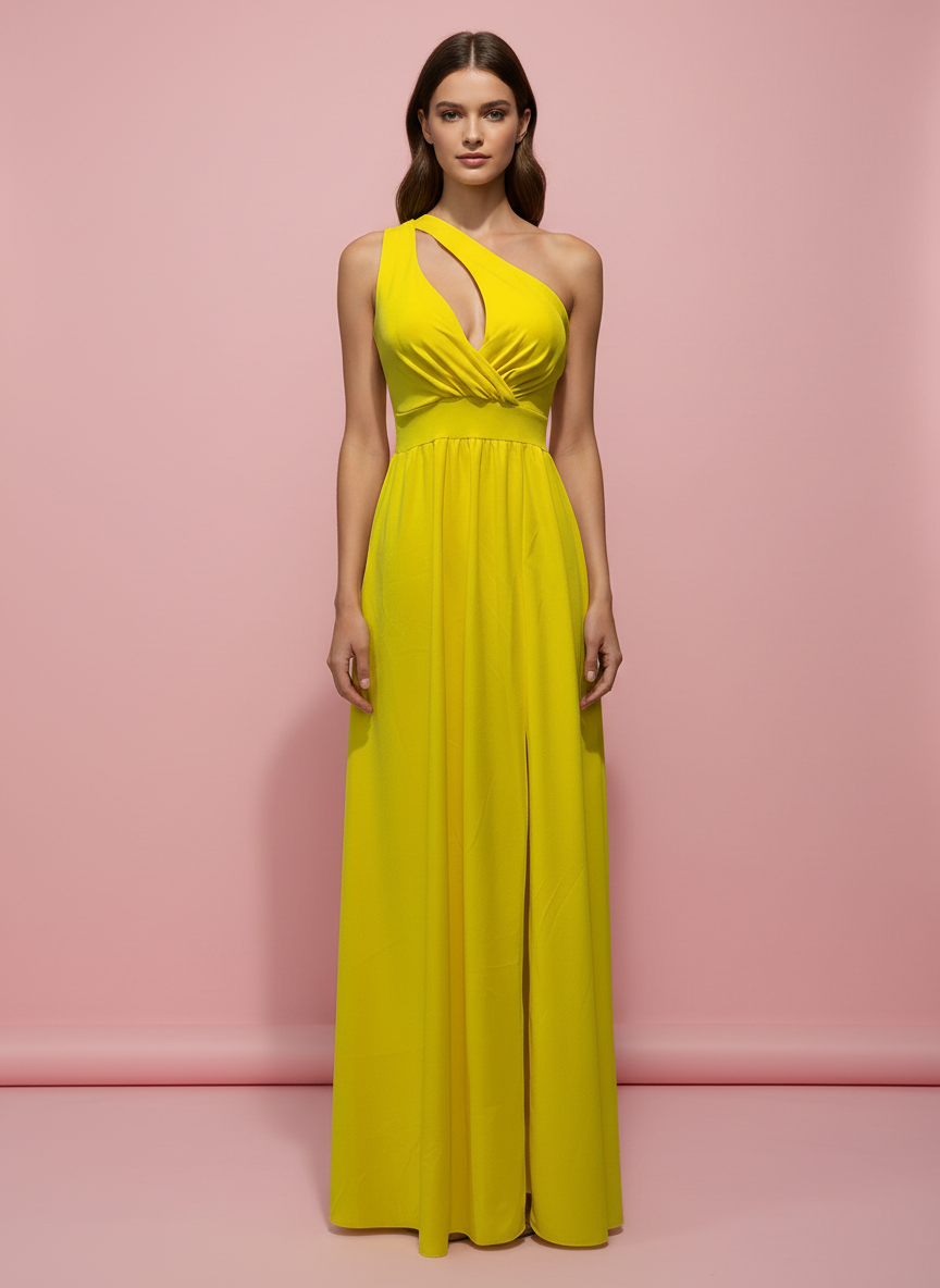 VESTIDO LARGO AMARILLO MANGO 23419
