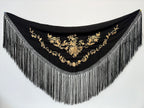 Triangular Shawl 150cm mt22a-04blackwithgold