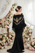 Triangular Shawl 150cm mt22a-04blackwithgold