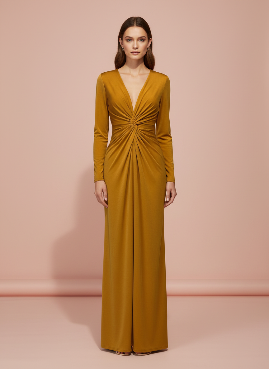 MUSTARD LONG DRESS 5047A