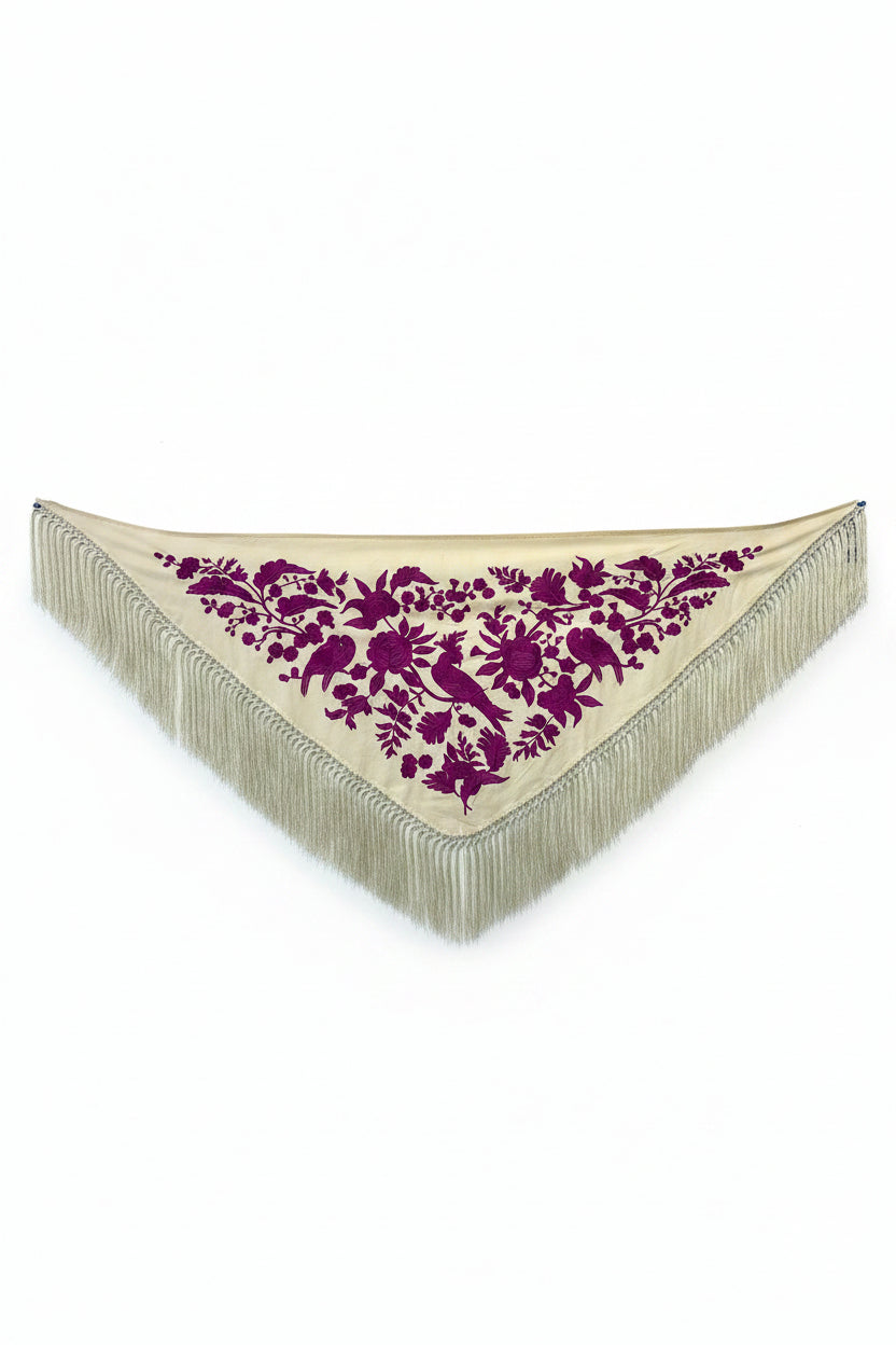 Mantoncillo Triangular 150cm mt25-42 blanco fucsia