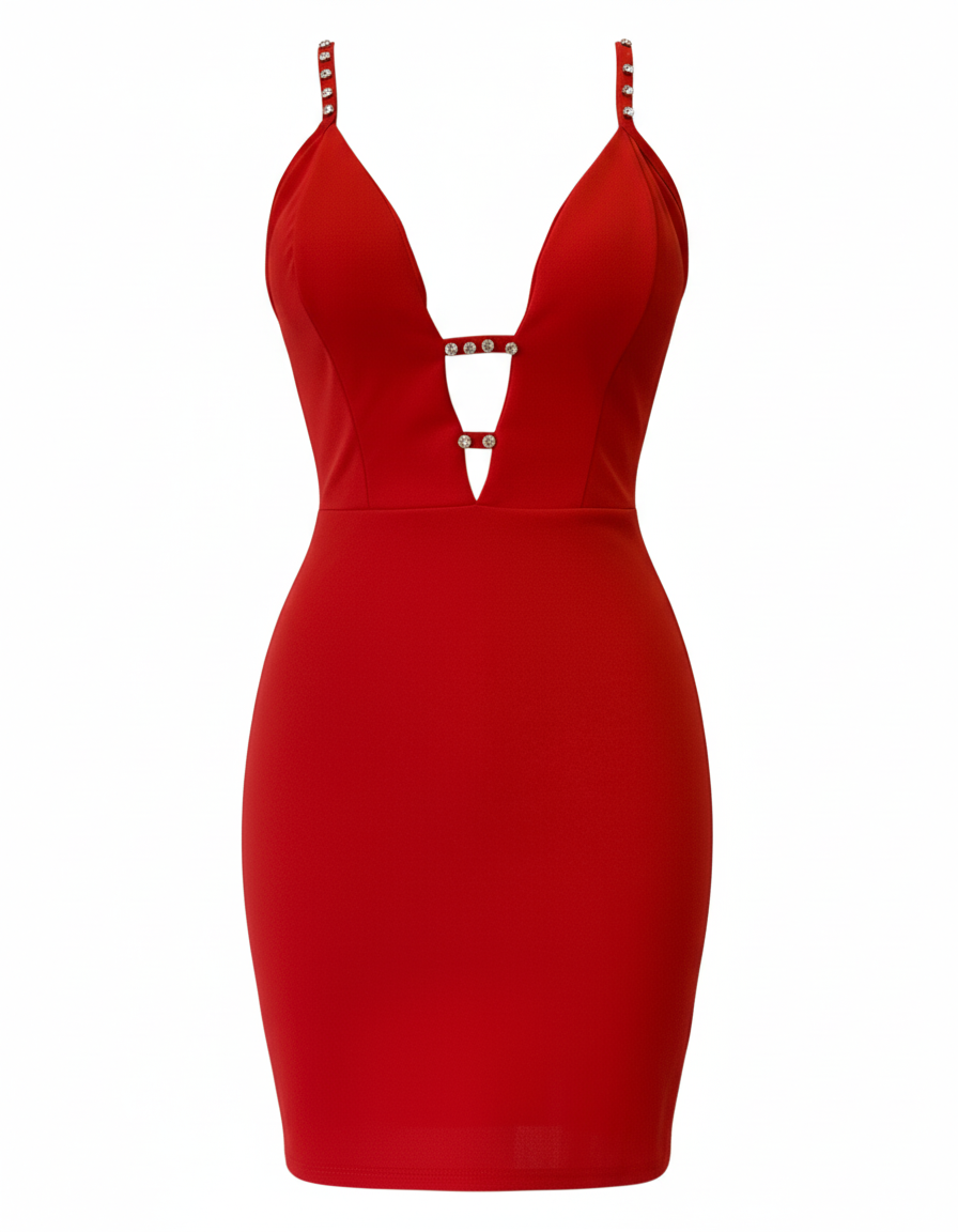 VESTIDO CORTO ROJO 23637
