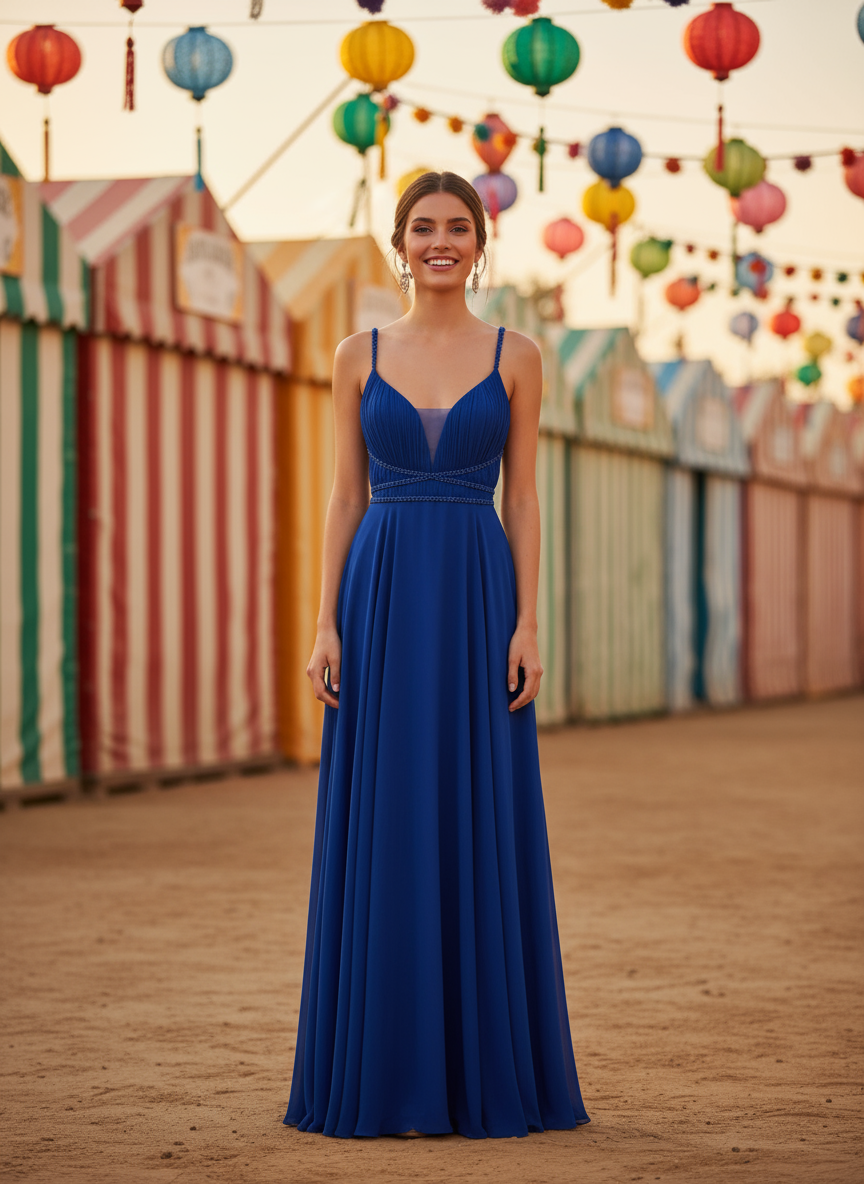 ELECTRIC BLUE LONG DRESS 7011
