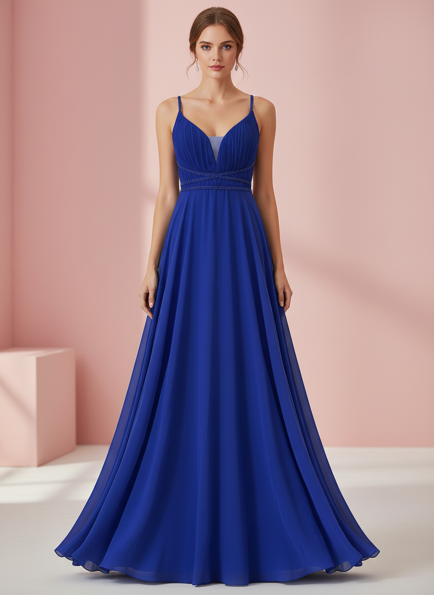 ELECTRIC BLUE LONG DRESS 7011