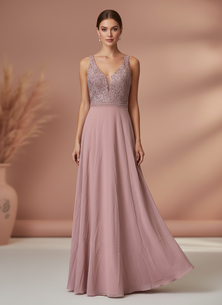 NUDE PINK LONG DRESS 9192