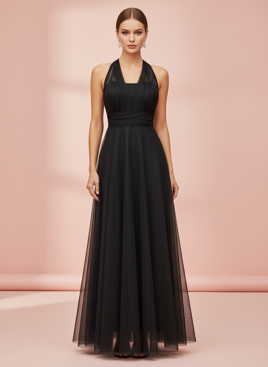 VESTIDO LARGO NEGRO 3776