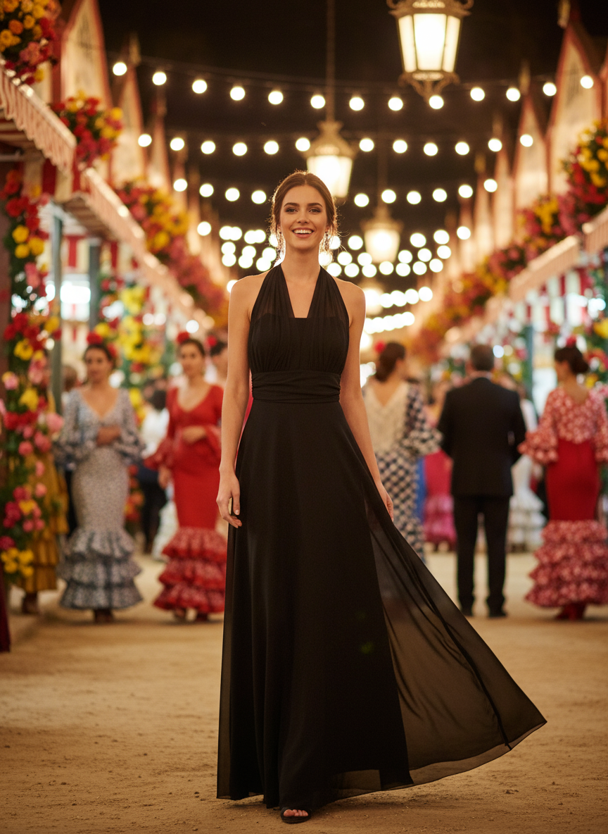 VESTIDO LARGO NEGRO 3776