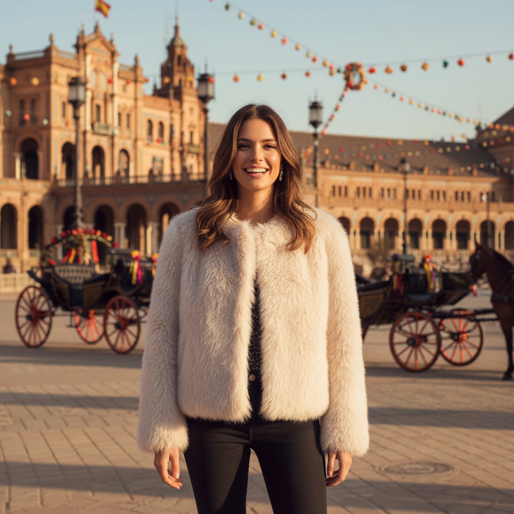 EMMA WU SELECTION  Abrigo de felpa de invierno, moda, cálido, grueso, esponjoso, chaqueta de solapa, ropa exterior, casual, tops de manga larga, ropa de mujer