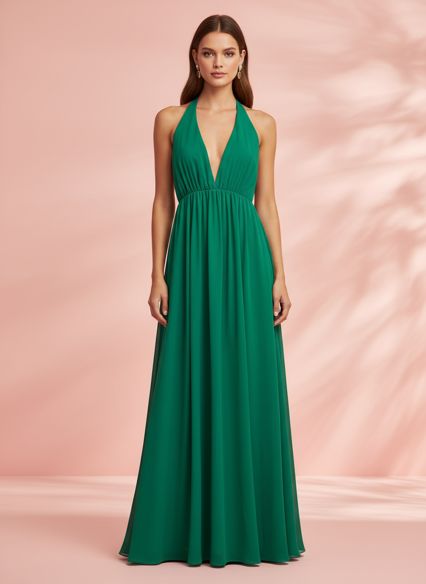 VESTIDO LARGO VERDE 17499