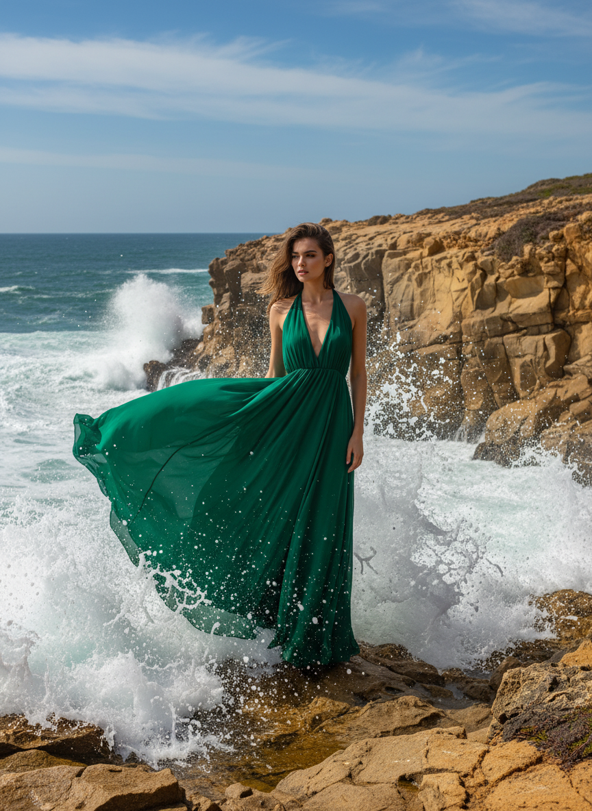 VESTIDO LARGO VERDE 17499