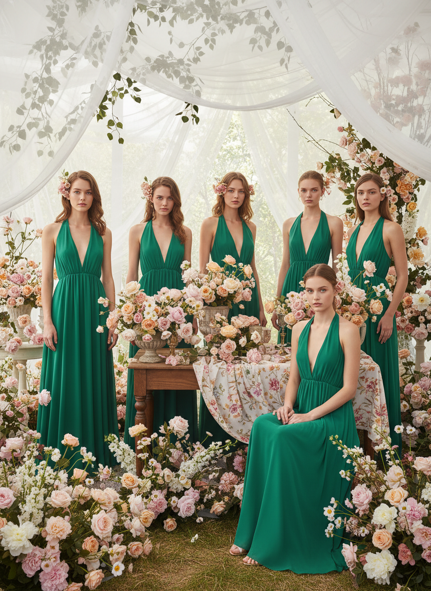 VESTIDO LARGO VERDE 17499