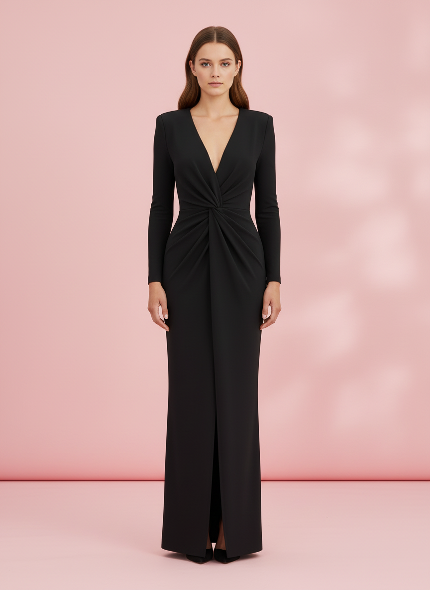 LONG BLACK SHIMMER DRESS 23010