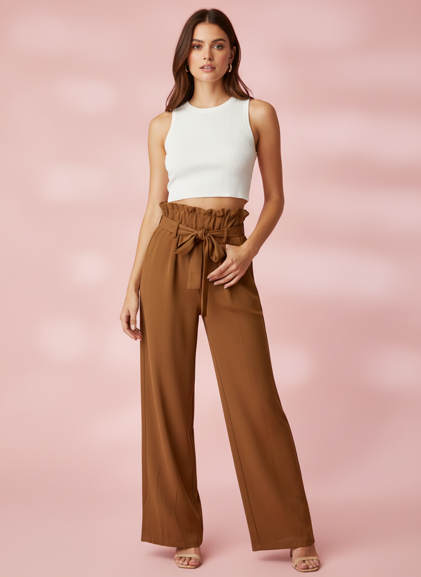 PANTALÓN PALAZZO MARRÓN 2451