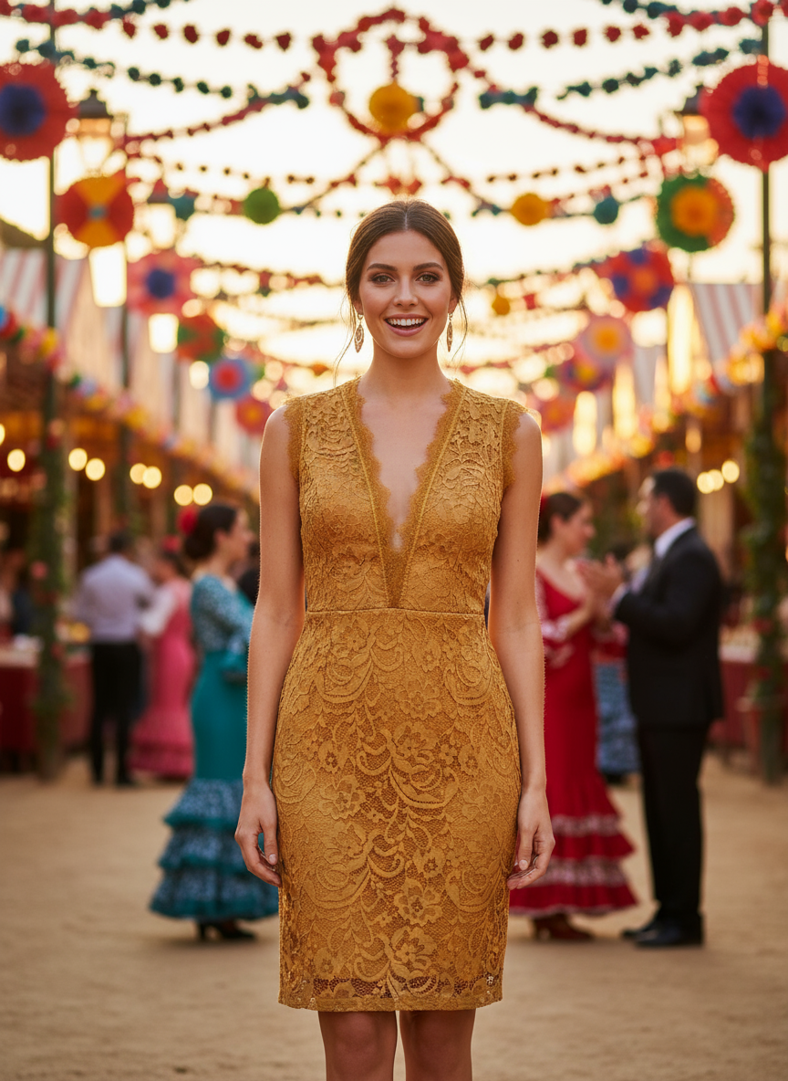 VESTIDO CORTO MOSTAZA 3409