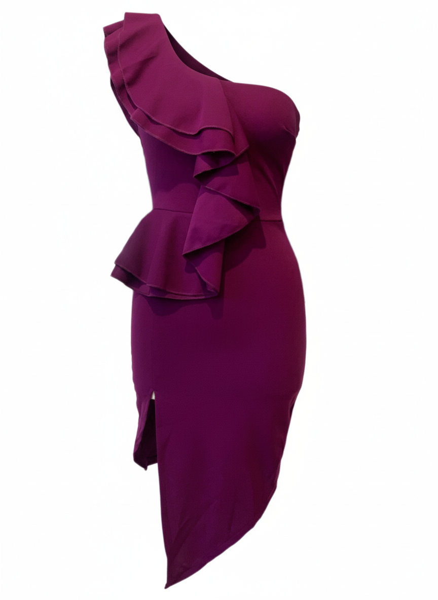 VESTIDO CORTO BERENJENA 23595