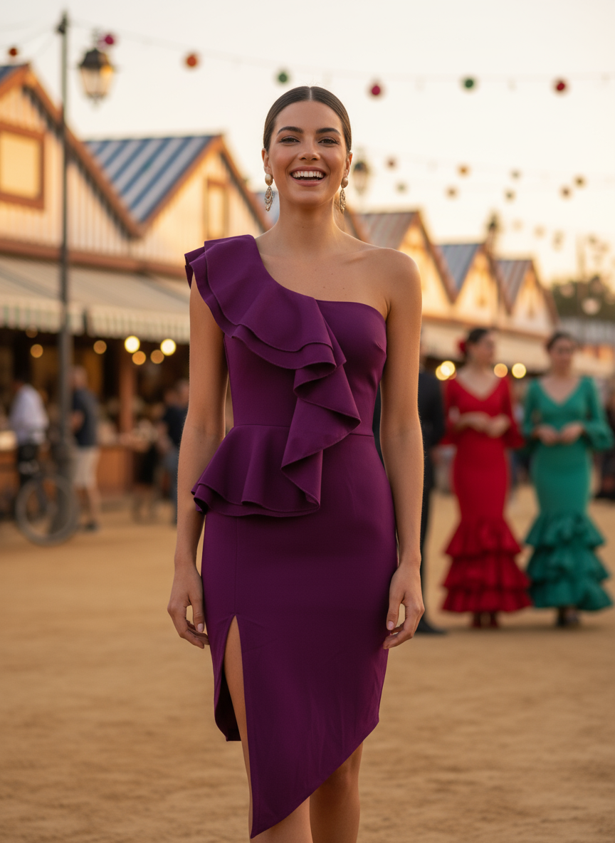 VESTIDO CORTO BERENJENA 23595