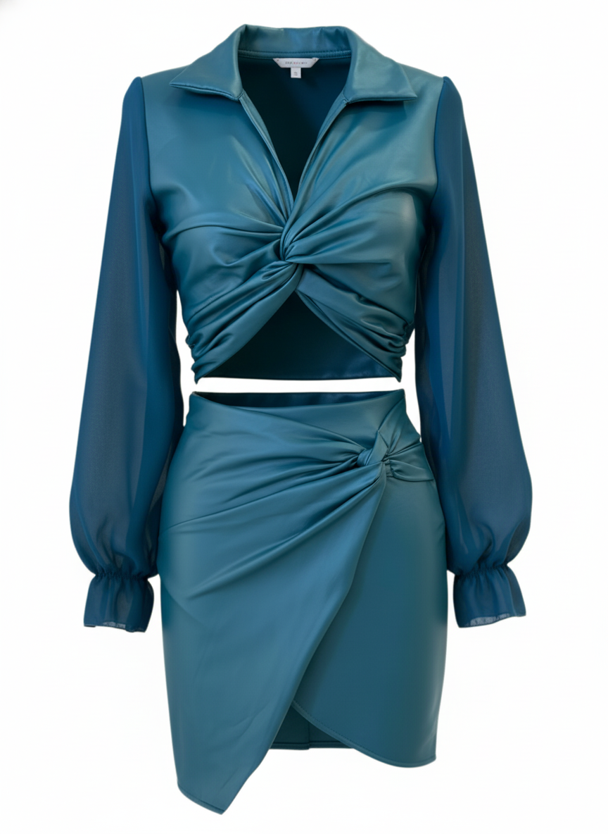 VESTIDO CORTO AZUL PETRÓLEO 22225