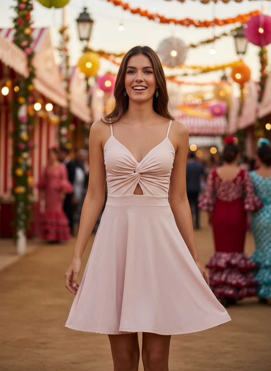 VESTIDO CORTO ROSA 3139