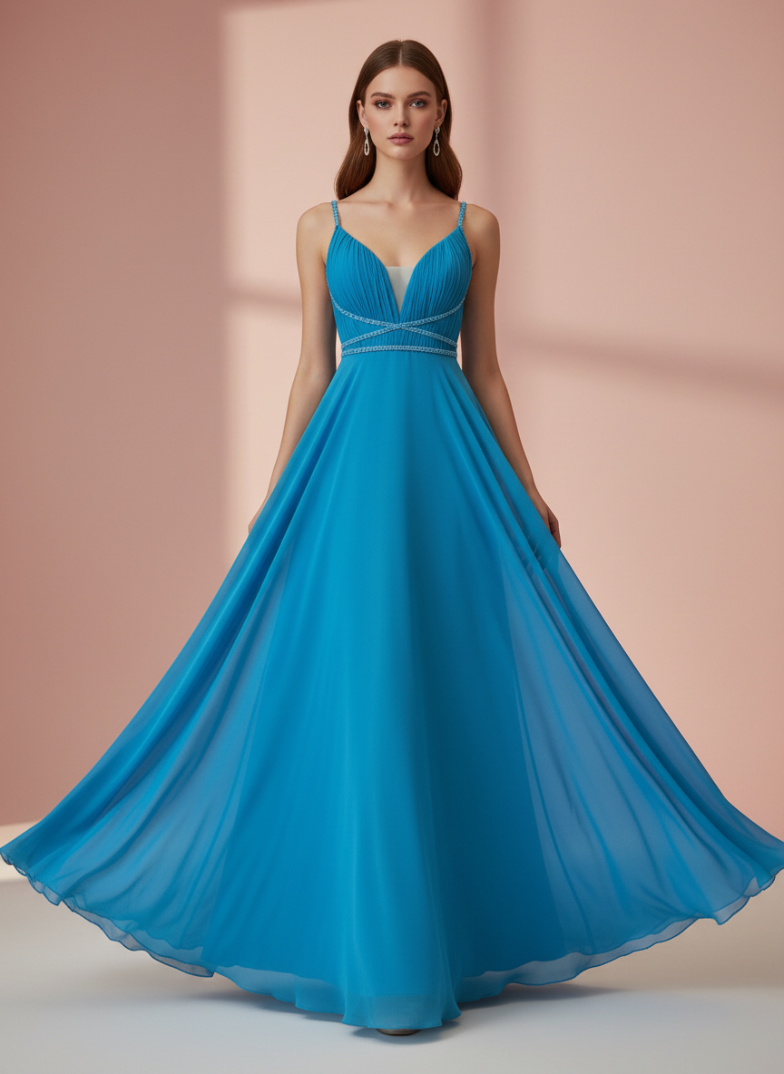 LIGHT GREENISH LONG DRESS 7011