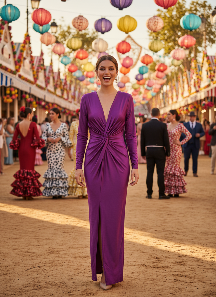 VESTIDO LARGO ELÁSTICO BRILLANTE BUGANVILLA 5047