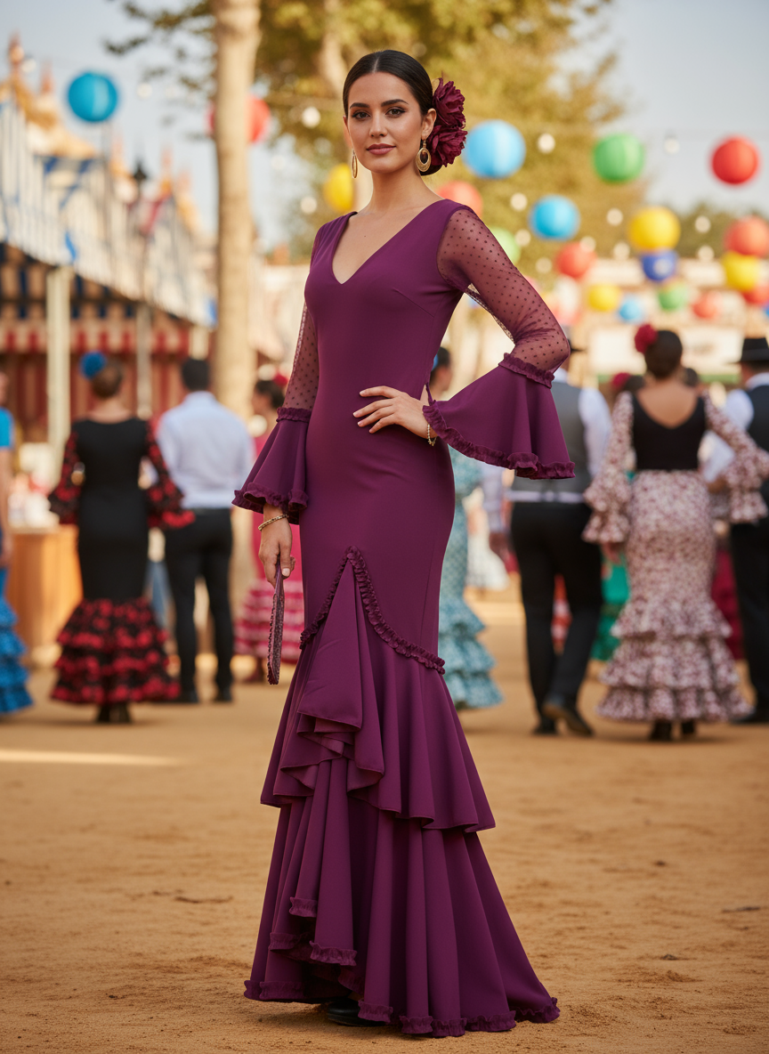 Traje Flamenca Berenjena
