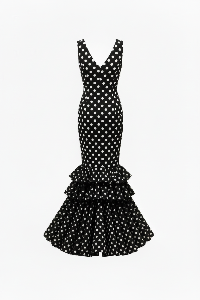 Vestido flamenca lunares escote delantero moderado